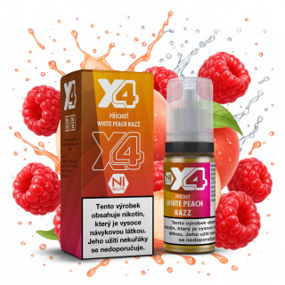 Nikotinová sůl X4 Bar Juice - Broskev a malina / White Peach Razz 10ml Nikotin: 20 mg - Kolek R