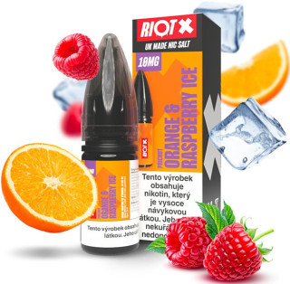 Liquid RIOT X Salt Orange & Raspberry Ice (Ledový pomeranč a malina) 10 ml-20 mg