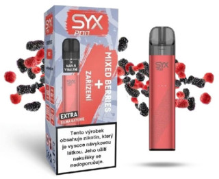 SYX POD Starter Kit elektronická cigareta 900mAh Červená + Přednaplněná cartridge Mixed Berries 16,5mg/ml