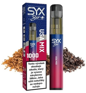 Jednorázová e-cigareta SYX BAR 1000 - USA Mix (Americký tabák) 16,5mg