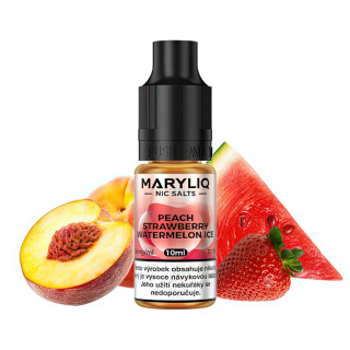 Maryliq - Salt e-liquid - Peach Strawberry Watermelon ICE - 10ml - 20mg (Broskev, Jahoda, Vodní meloun, Chladivá složka (ICE))