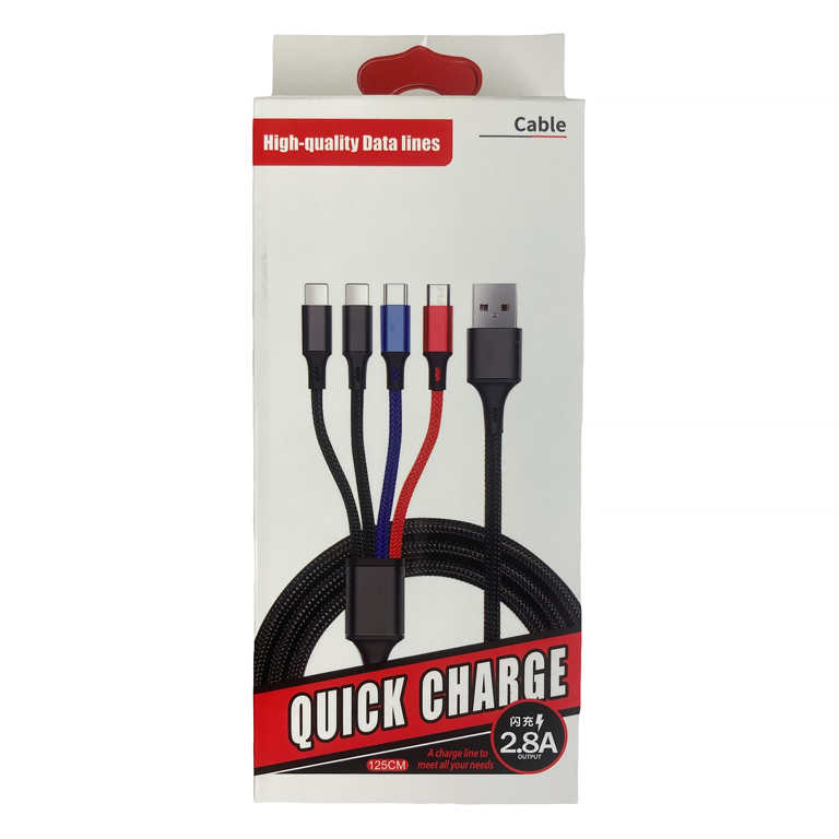 USB datový a nabíjecí kabel 4v1 2x Lighting / 1x micro USB / 1x USB-C - 2.8A