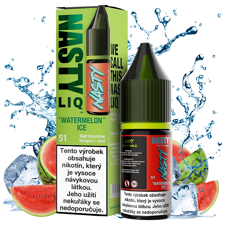 Nasty LIQ Salt - Watermelon ICE - 10ml - 10mg (Vodní meloun, Chladivá složka (ICE) | E-liquid)