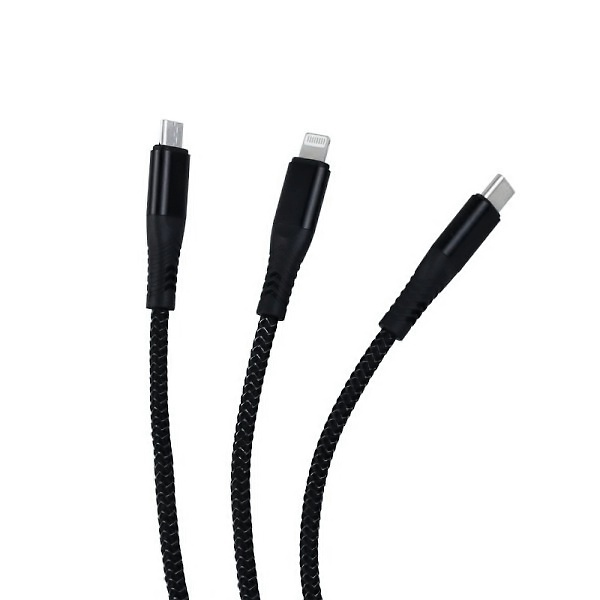 Multifunkční USB Kabel 3v1 Lightning / micro USB / USB-C - 1,2m - 100W