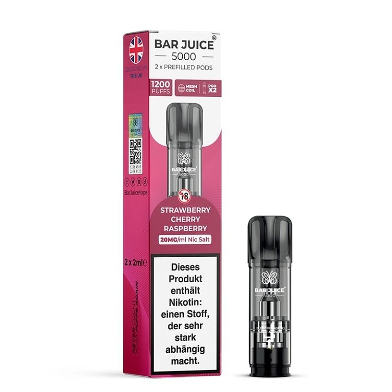 BAR Juice 5000 Pod Strawberry Cherry Raspberry 20mg 2ks (Jahoda, Třešeň, Malina)