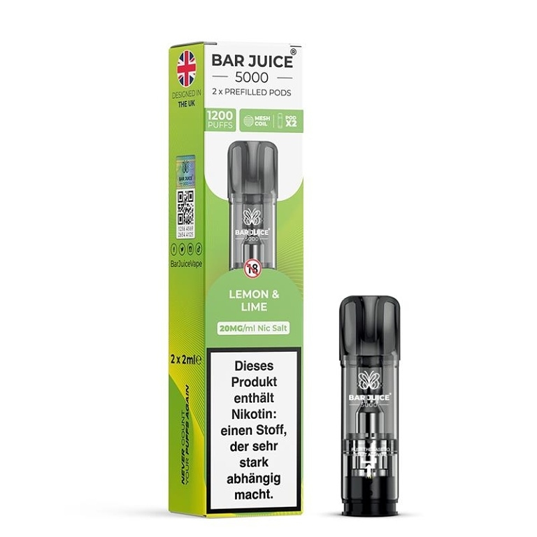 BAR Juice 5000 Pod Lemon and Lime 20mg 2ks (Citrón, Limetka)