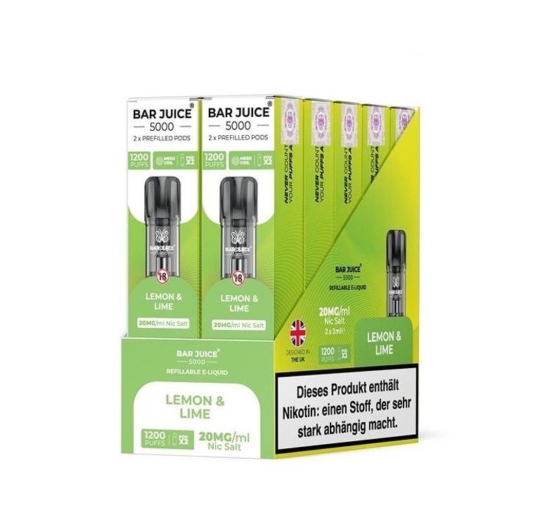 BAR Juice 5000 Pod Lemon and Lime 20mg 2ks (Citrón, Limetka)