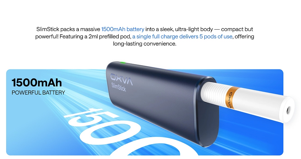 OXVA SLIMSTICK Blue 20mg (Elektronická cigareta 1500mAh)