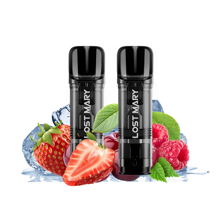 LOST MARY GLAYCE Pod náplň Strawberry Raspberry Cherry ICE 20mg 2x2ml (Vychlazené jahody s malinami a třešní)