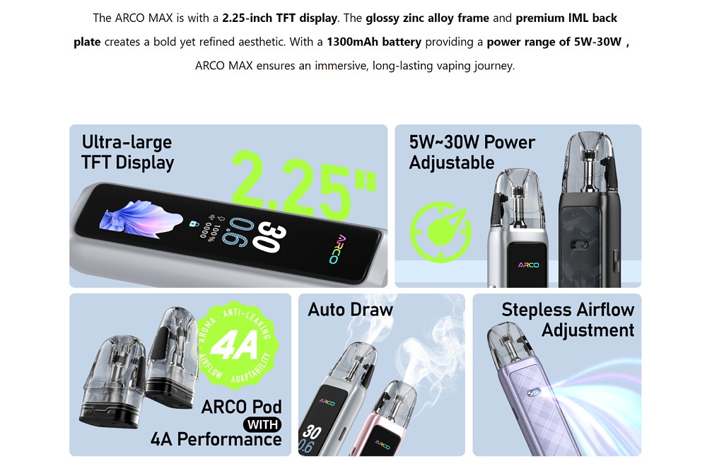 Smok ARCO MAX Pod Kit 1300mAh – Pale Pink