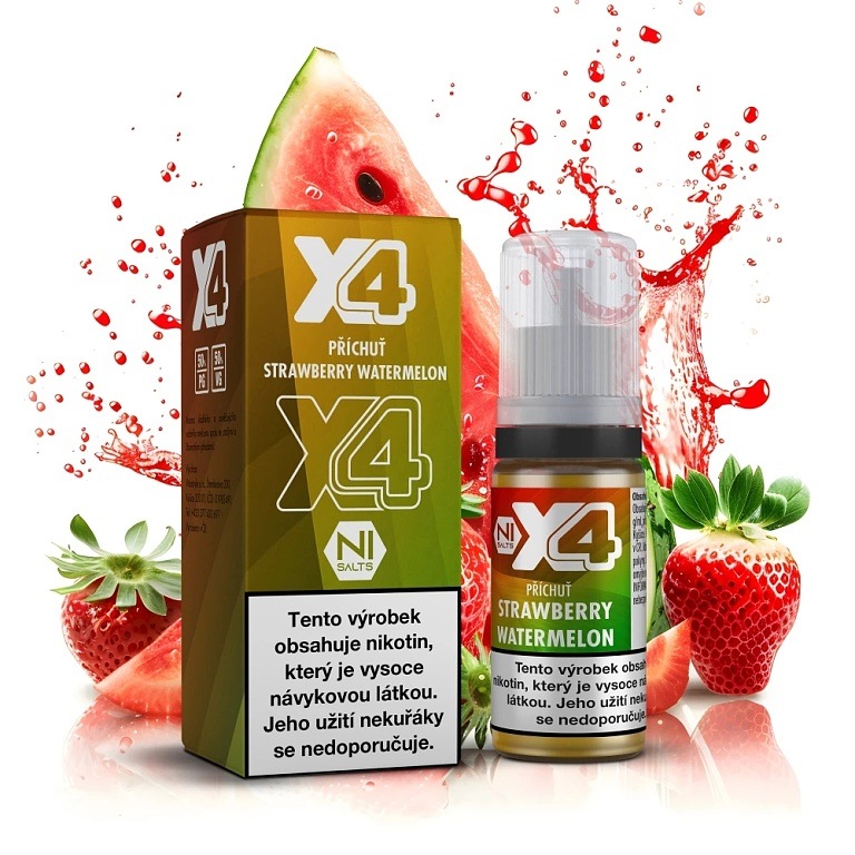 X4 Bar Juice Salt - E-liquid - Strawberry Watermelon - 10mg (Jahoda a meloun)