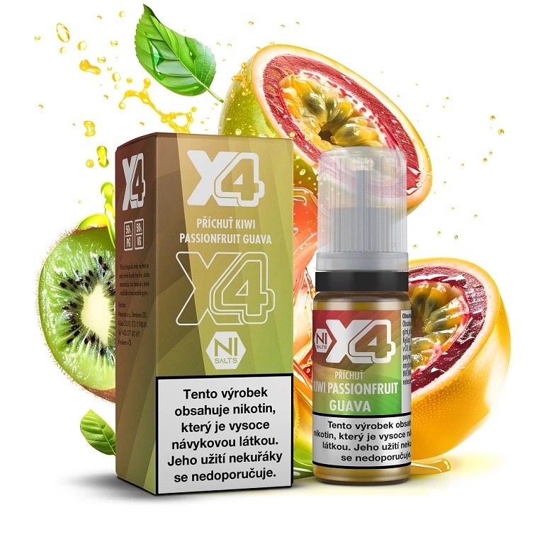 X4 Bar Juice Salt - E-liquid - Kiwi Passionfruit Guava - 10mg (Kiwi, marakuja a guava)