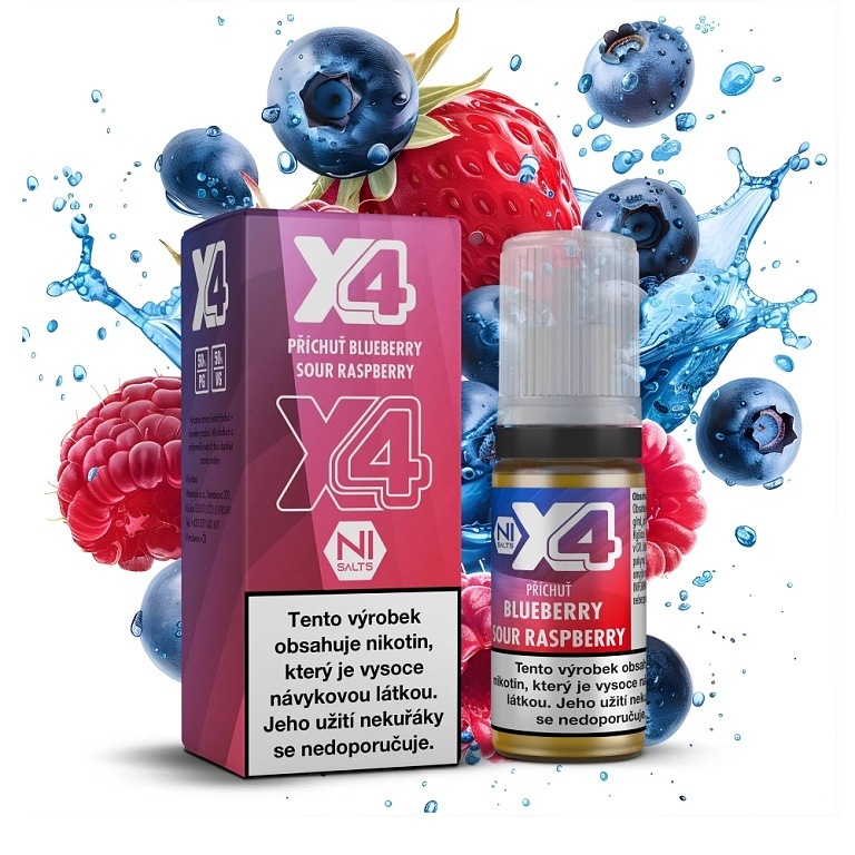 X4 Bar Juice Salt - E-liquid - Blue Sour Raspberry - 20mg (Borůvka s malinou)