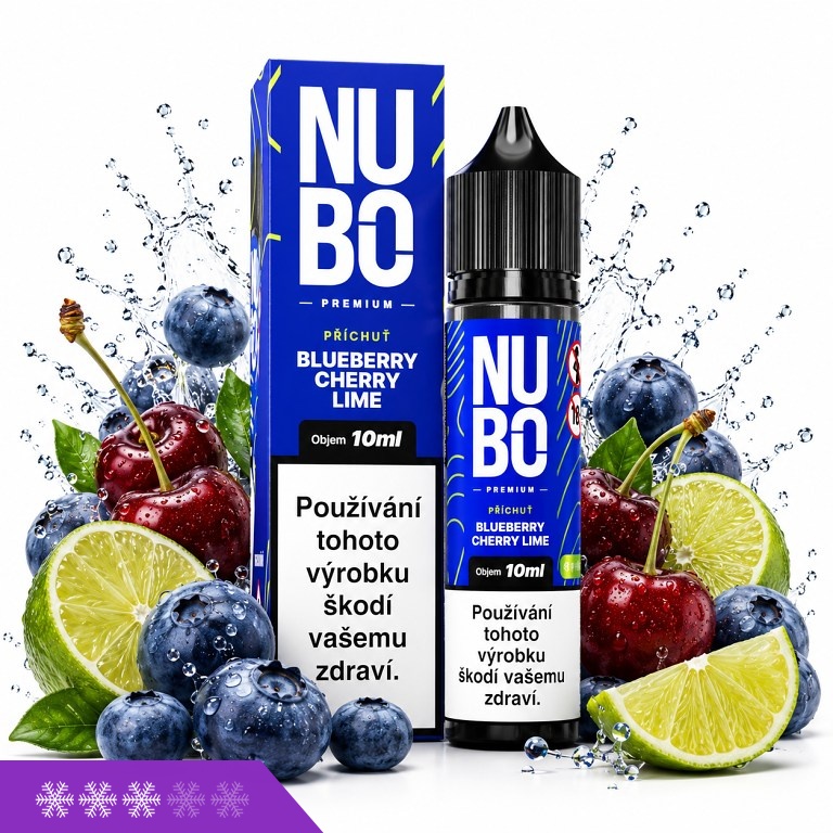 NUBO Premium Blueberry Cherry Lime S&V 10ml (Borůvka, Třešeň, Limetka, Chladivá složka (ICE))