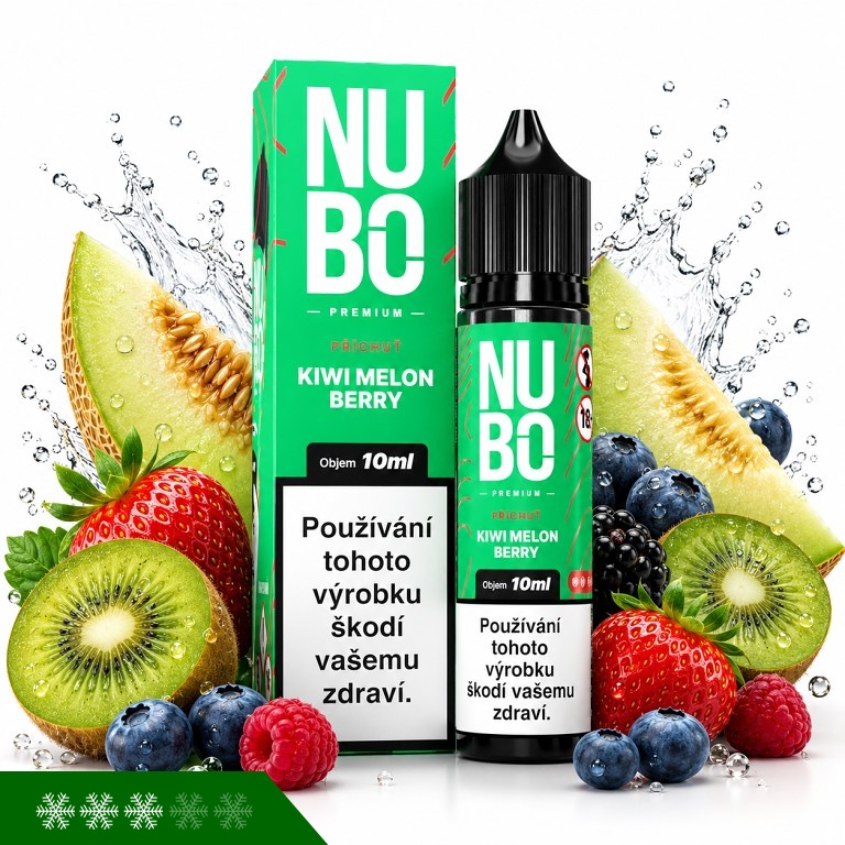 NUBO Premium Kiwi Melon Berry S&V 10ml (Kiwi, Žlutý meloun, Bobule, Chladivá složka (ICE))