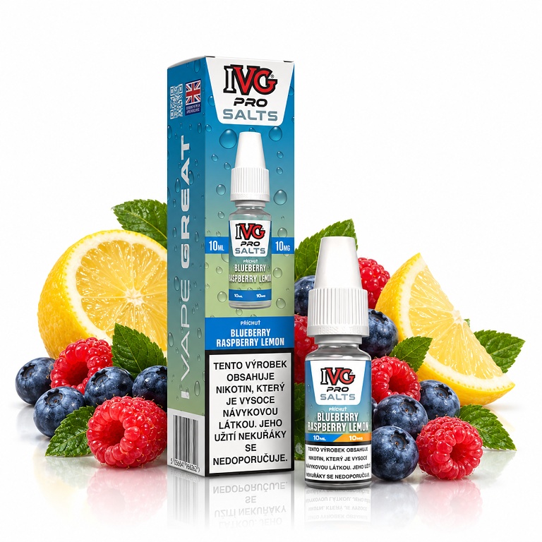 IVG Pro Salts Blueberry Raspberry Lemon 10ml 10mg (Borůvka, malina a citron)