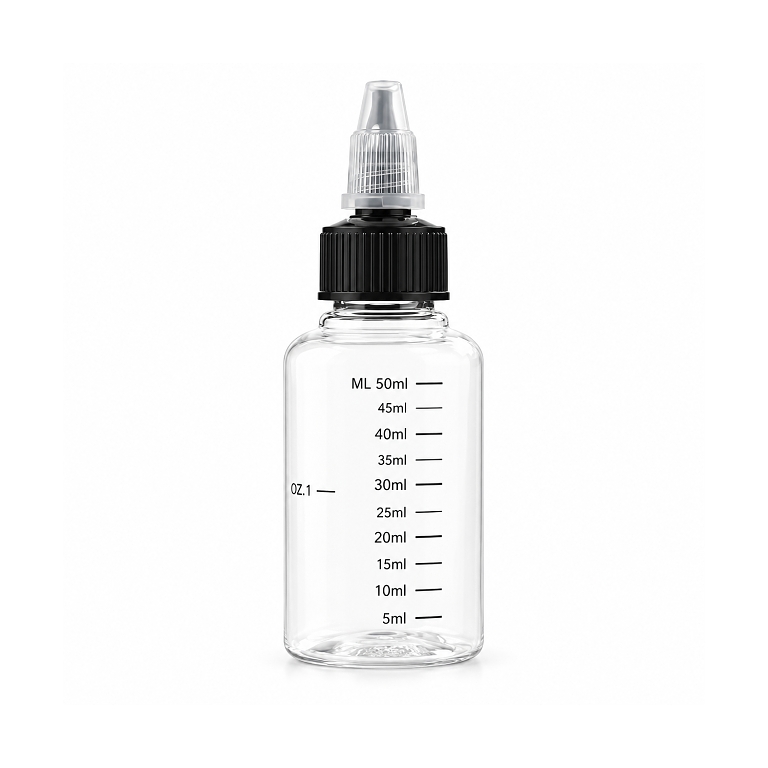 Prázdná lahvička Twist uzávěrem a ryskou 50ml