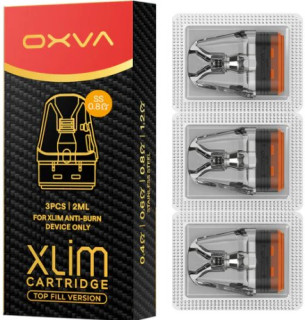 OXVA Xlim Top Fill SS cartridge 0,8ohm 2ml 3ks Kompatibilní pouze s e-cigaretami OXVA Xlim Pro 2 DNA.