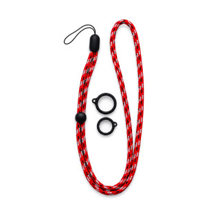Šňůrka na krk s 2 silikonovými kroužky red white